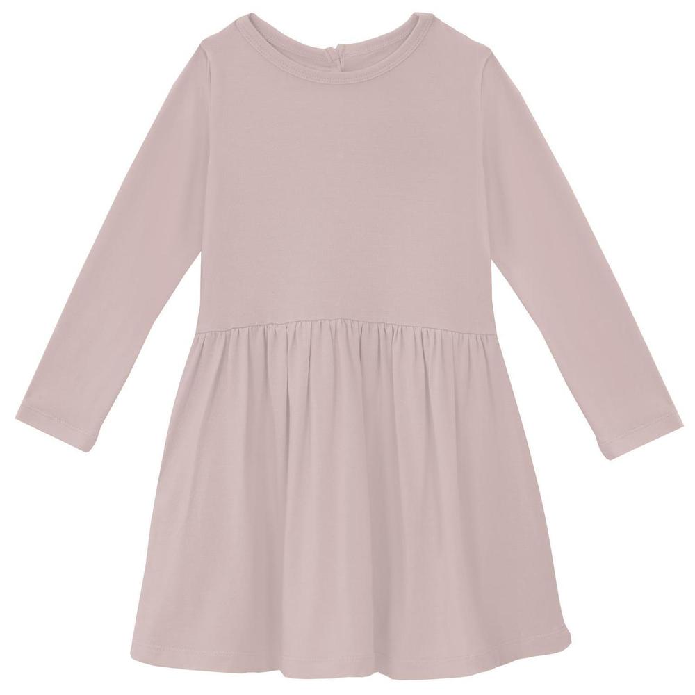 NEW KICKEE girls' bamboo long sleeve twirl dress in baby rose